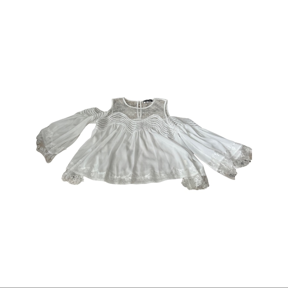 Off the Shoulder Cream Lace Shirt